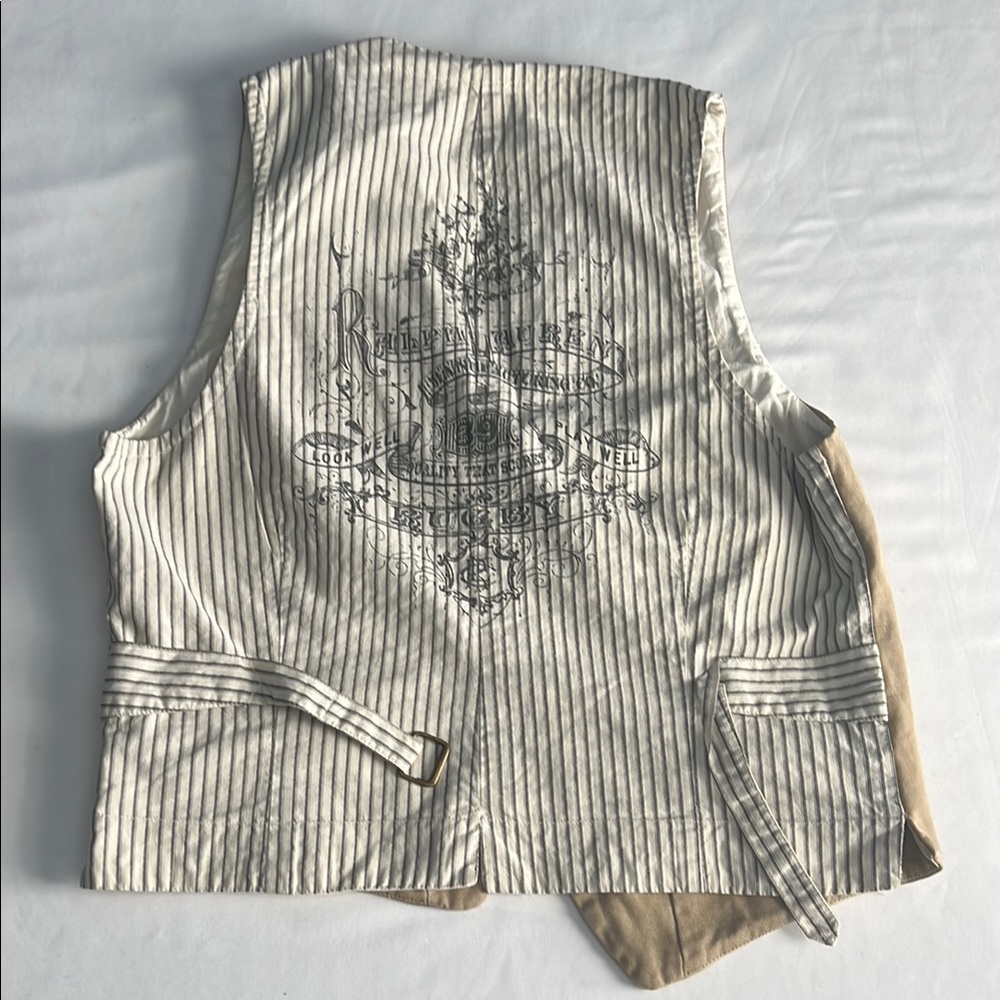 Vintage Rugby Polo Ralph Lauren Striped Women’s Vest with Embroidered Design